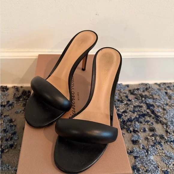 Gianvito Rossi Black Leather Mules Black Bijoux 85 Heeled Sandals Size 36 - Picture 12 of 12